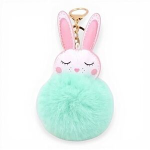 BUNNY POM POM KEYCHAIN IN GREEN